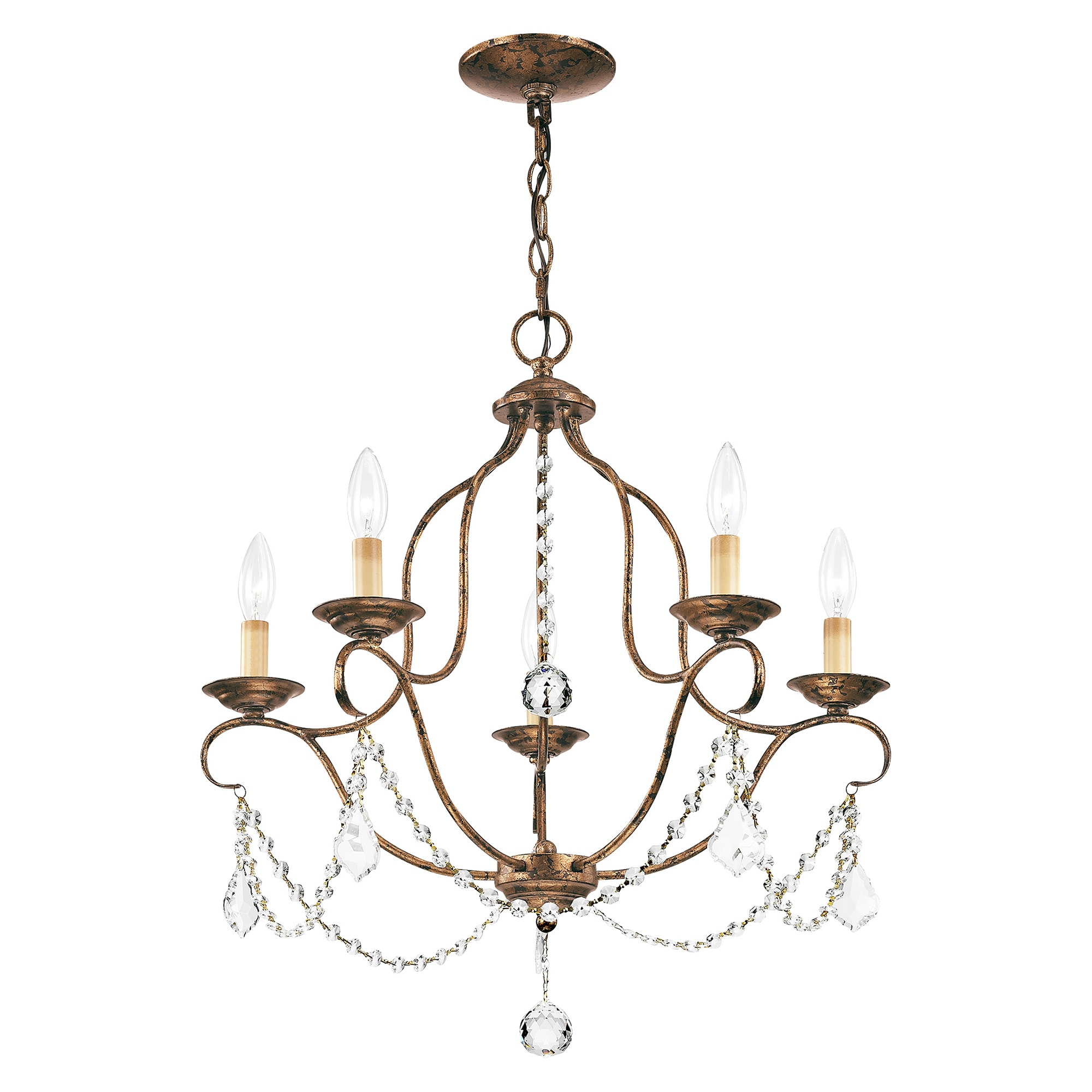 Venetian Golden Bronze Mini Crystal 5-Light Chandelier