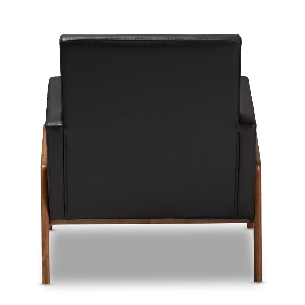 Baxton Studio Perris Midcentury Black Faux Leather Accent Chair in