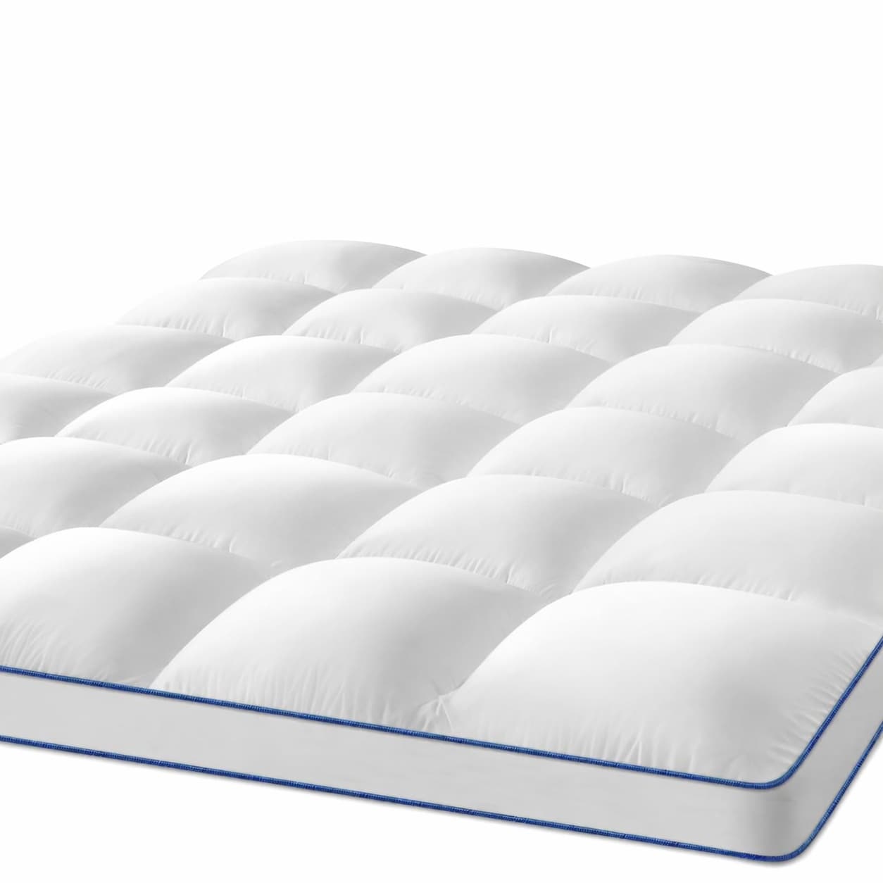 Etokfoks White Twin XL Extra Thick Plush Pillow Top Mattress Topper with Cooling Deep Pocket Mattress Pad #LETJ863BI