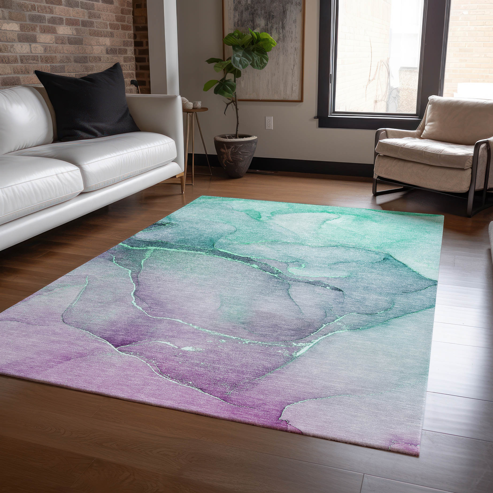 Addison Rugs ACN508AL8X10 Chantille ACN508AL 8 x 10 (ft) Polyester Aloe Rectangular Indoor/Outdoor Abstract Machine washable Area rug