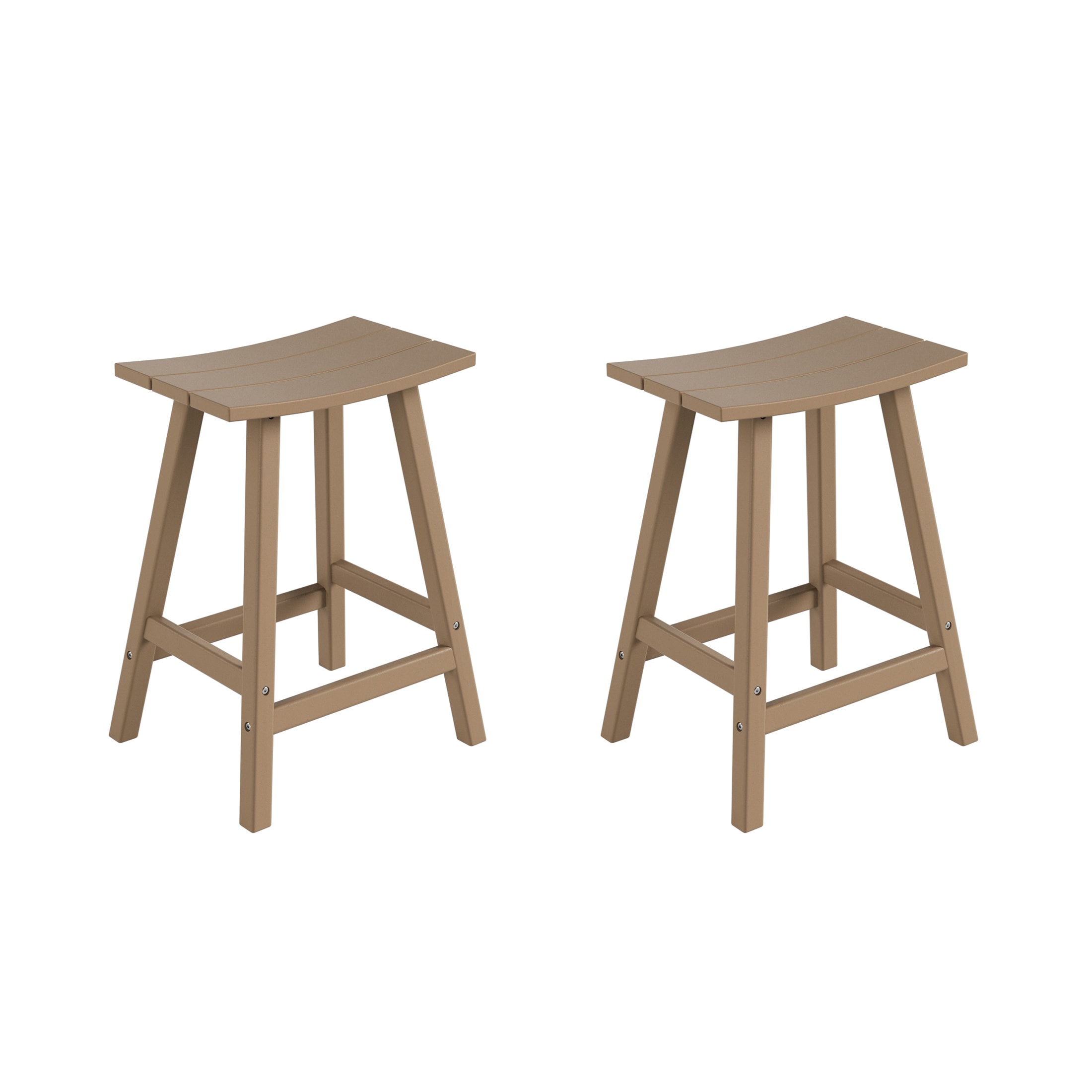 Westin Furniture OP7002-24-WW2 Laguna Set of 2 Weathered Wood HDPE Frame Stationary Bar Stool Chair with Slat Seat