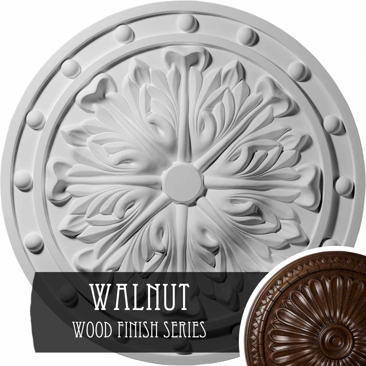 Ekena Millwork CM20FOWAS Foster Acanthus Leaf 20.5-in W x 20.5-in L Walnut Polyurethane Ceiling Medallion