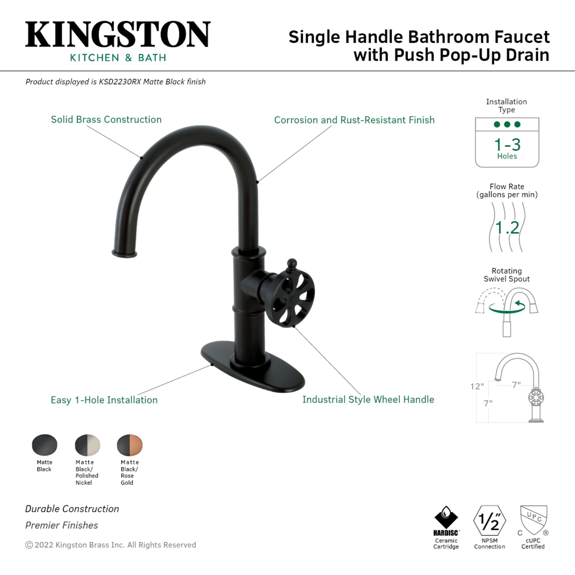 Kingston Brass WLKSD2237RX Lavatory-Faucets - View #3