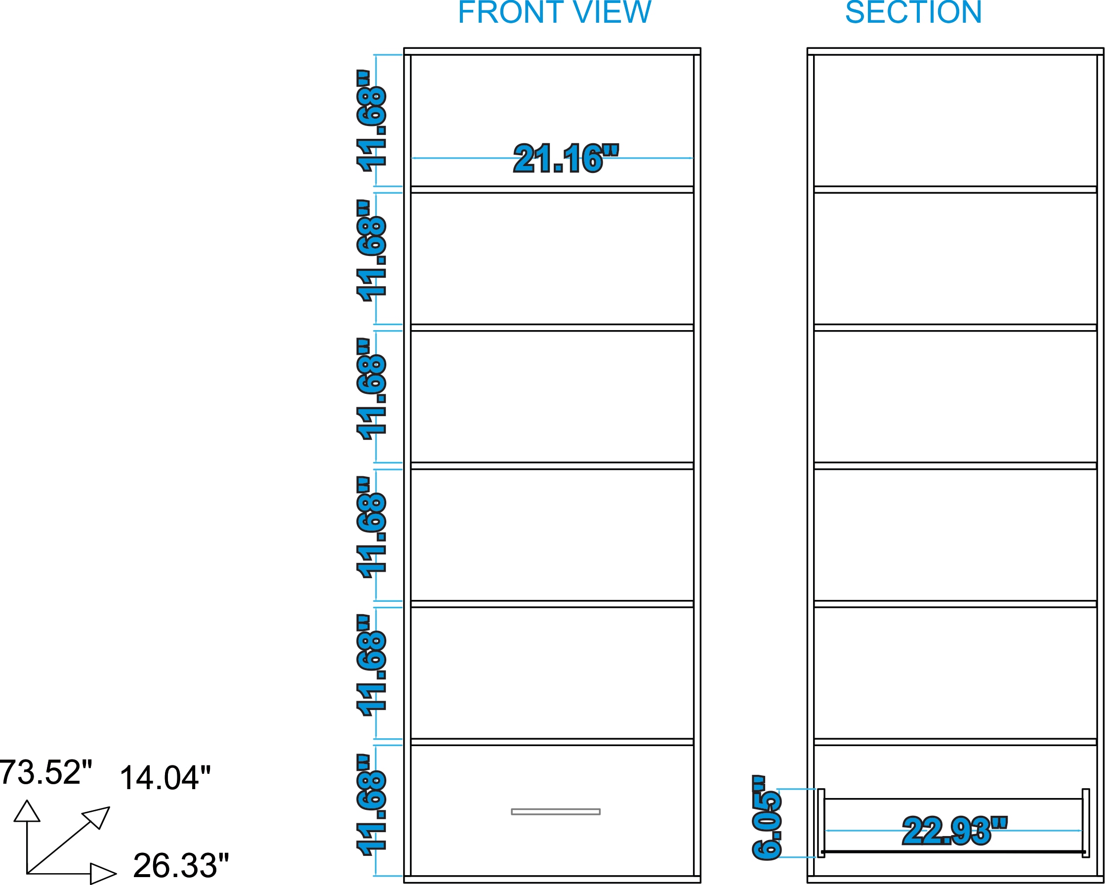 Manhattan Comfort Serra 1 White 5-shelf Bookcase With Doors (27.56-in W 