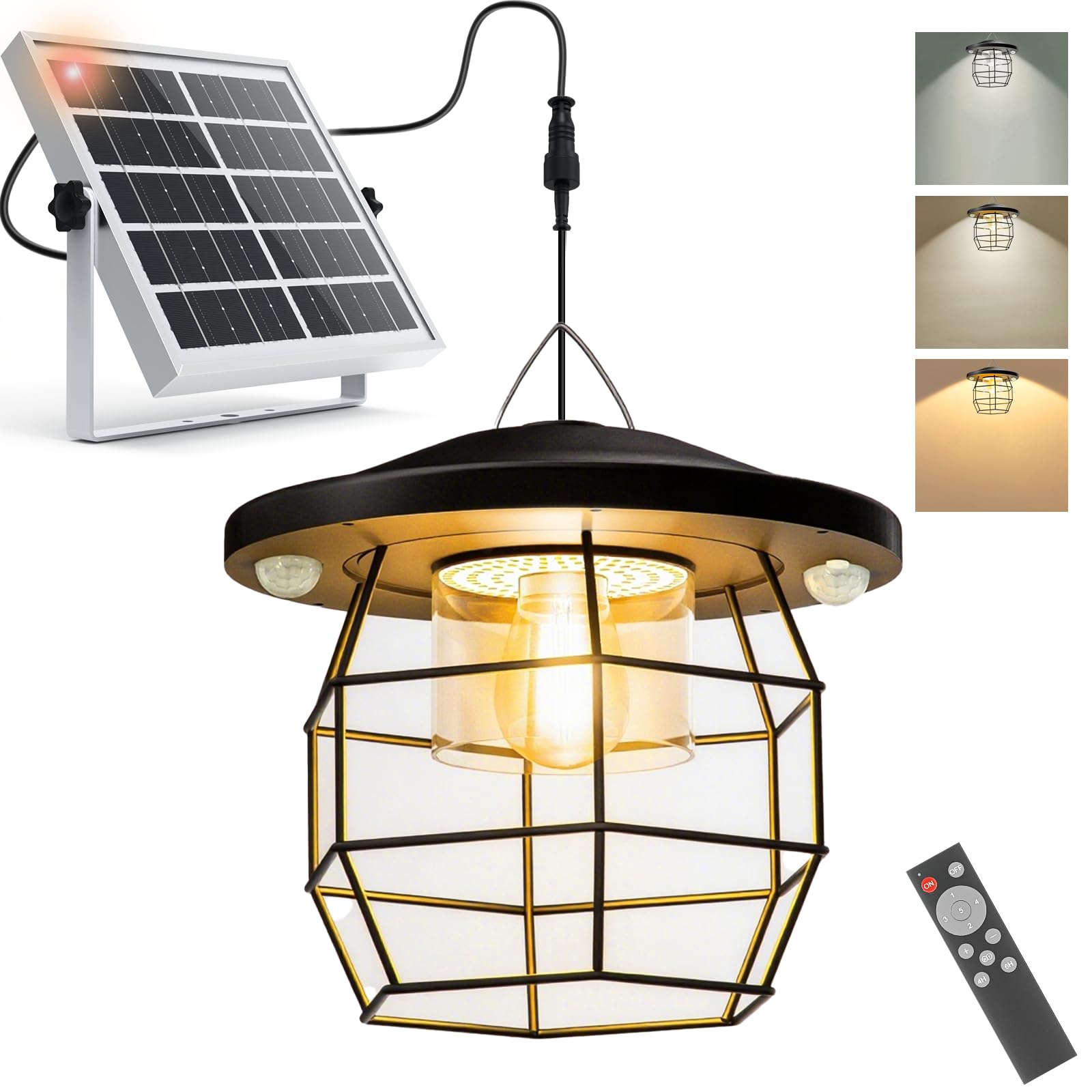 Justincity - Solar Shed Light Motion Sensor Pendant Lights Indoor and Outdoor with Five Lighting...
