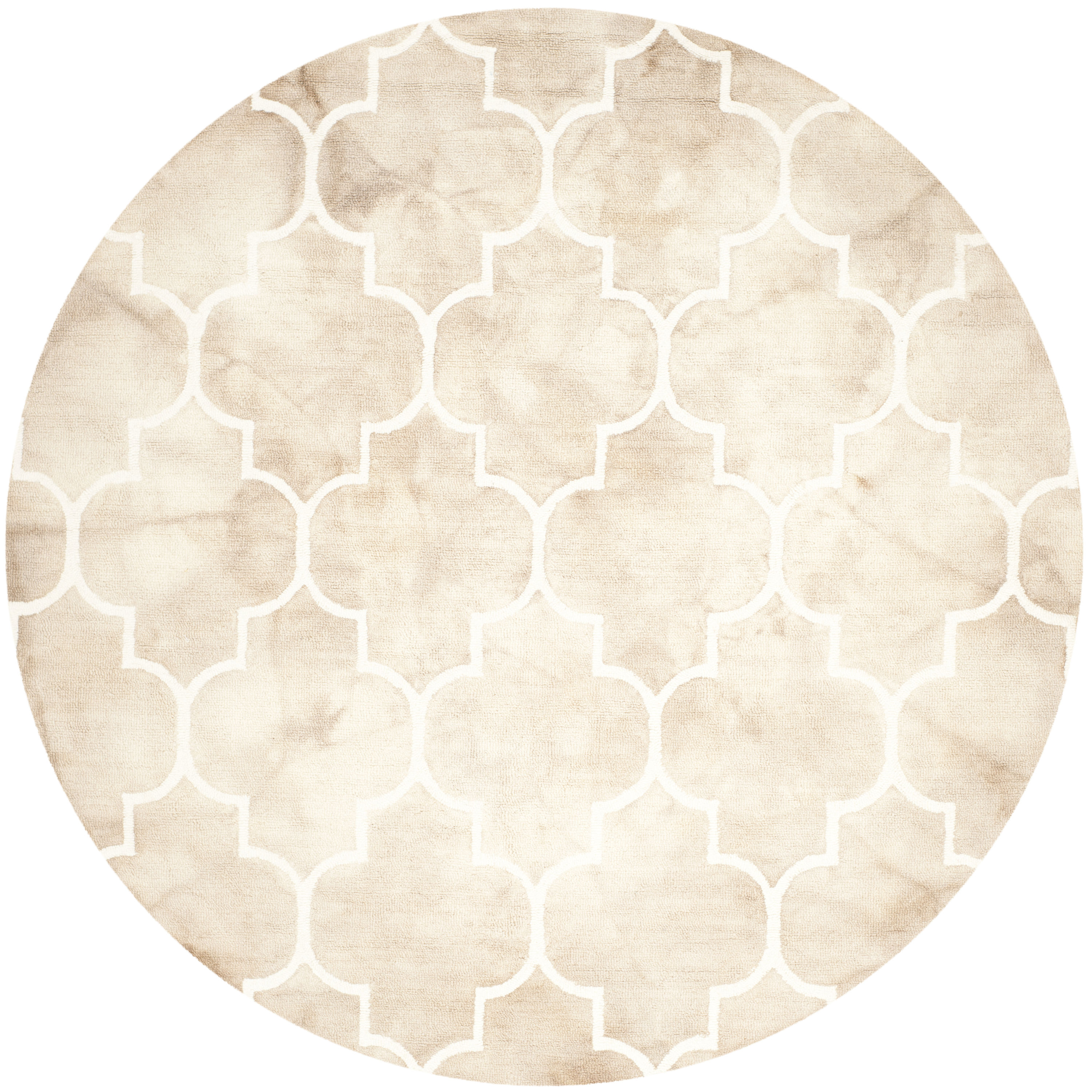 Safavieh DDY535G-5R Dip Dye Dorinda 5 x 5 (ft) Tufted Wool Beige/Ivory Round Indoor Trellis Bohemian/Eclectic Area rug