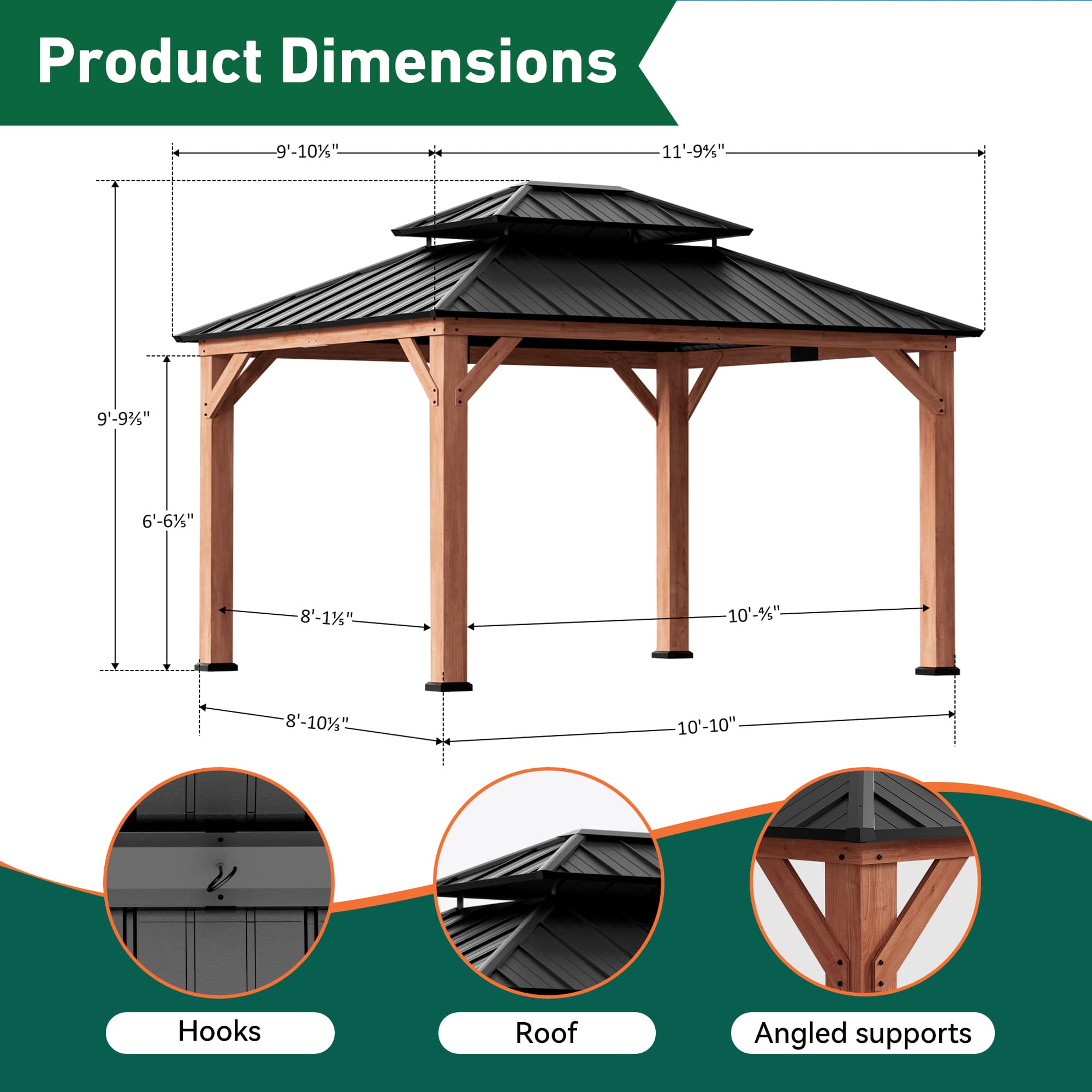Modern Shade IG10600013C-1012MP Wood-Resin-Gazebos - View #3