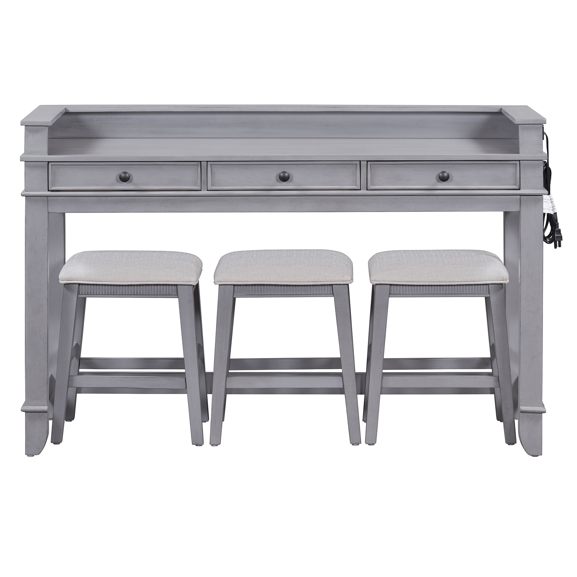 SINOFURN SYA330203GY Gray Contemporary/Modern Dining Room Set with Rectangular Table ( Seats 3 )