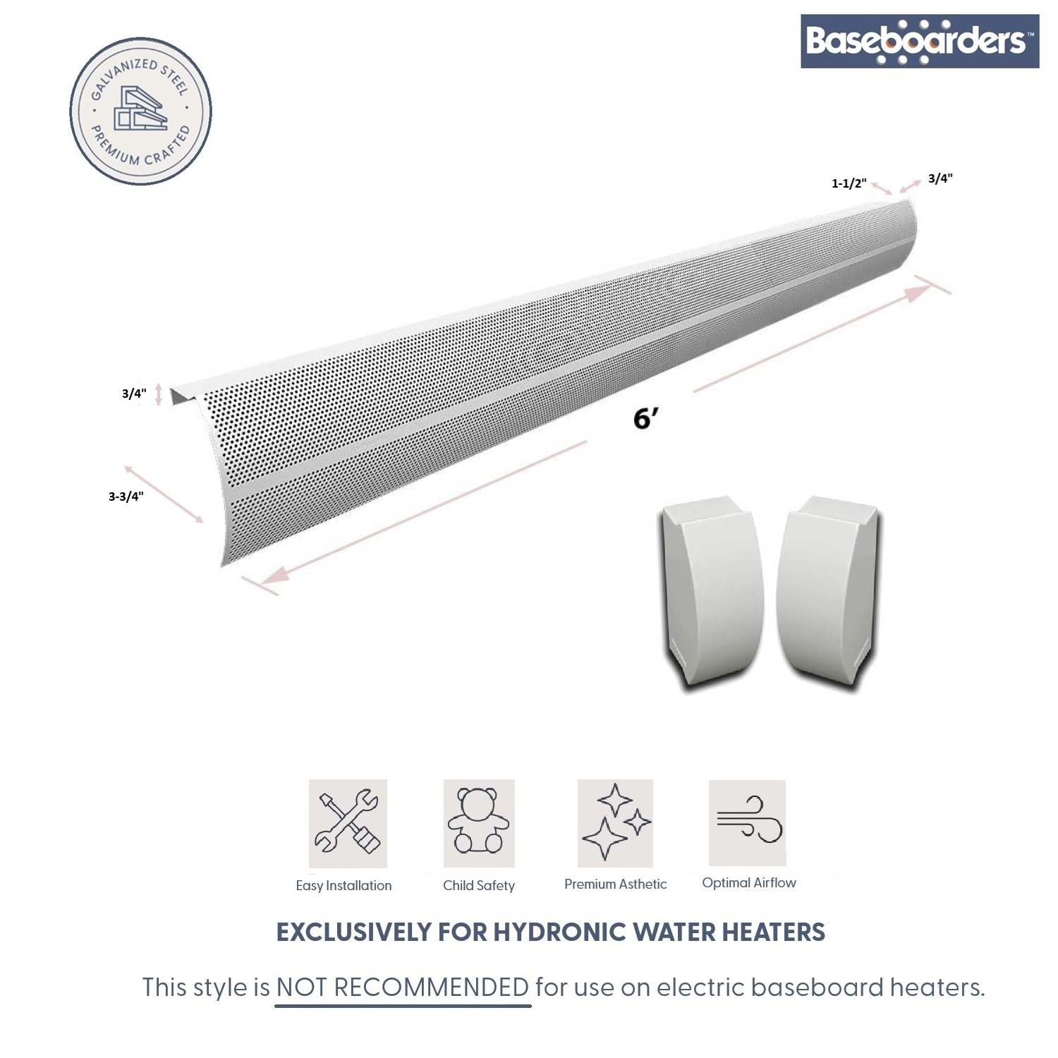 Baseboarders BA001-72-SET-WH Baseboard-Heater-Covers - View #2
