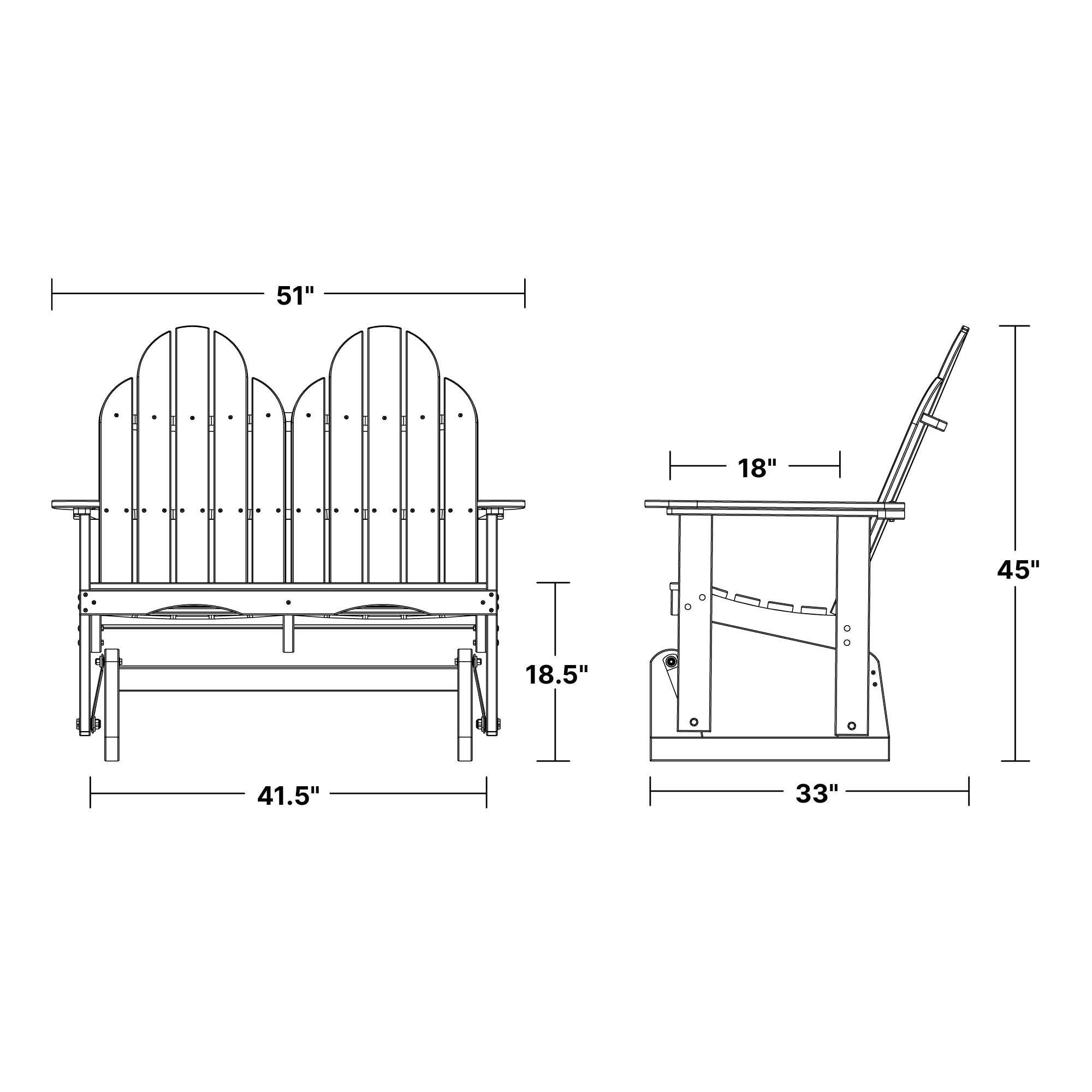 Wildridge Classic Adirondack 2-person Black Recycled Plastic Outdoor ...