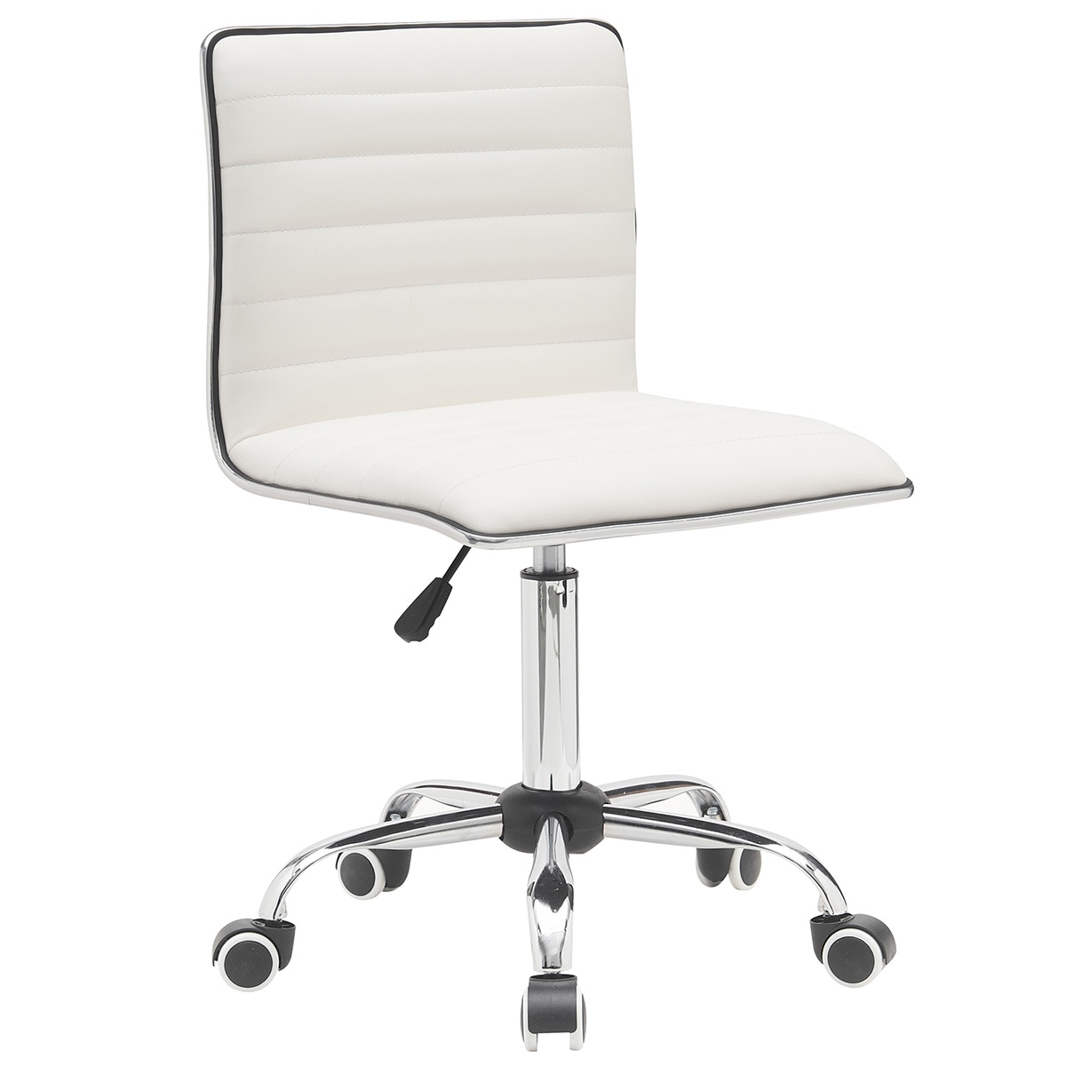 BWE A-9CHAIR-02-WH White Contemporary Ergonomic Adjustable Height Swivel Faux Leather Desk Chair