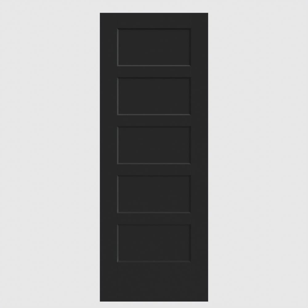 Masonite 640498 Bayshore 28-in x 80-in Midnight 5-panel square Smooth Solid core Primed Molded composite Slab Door