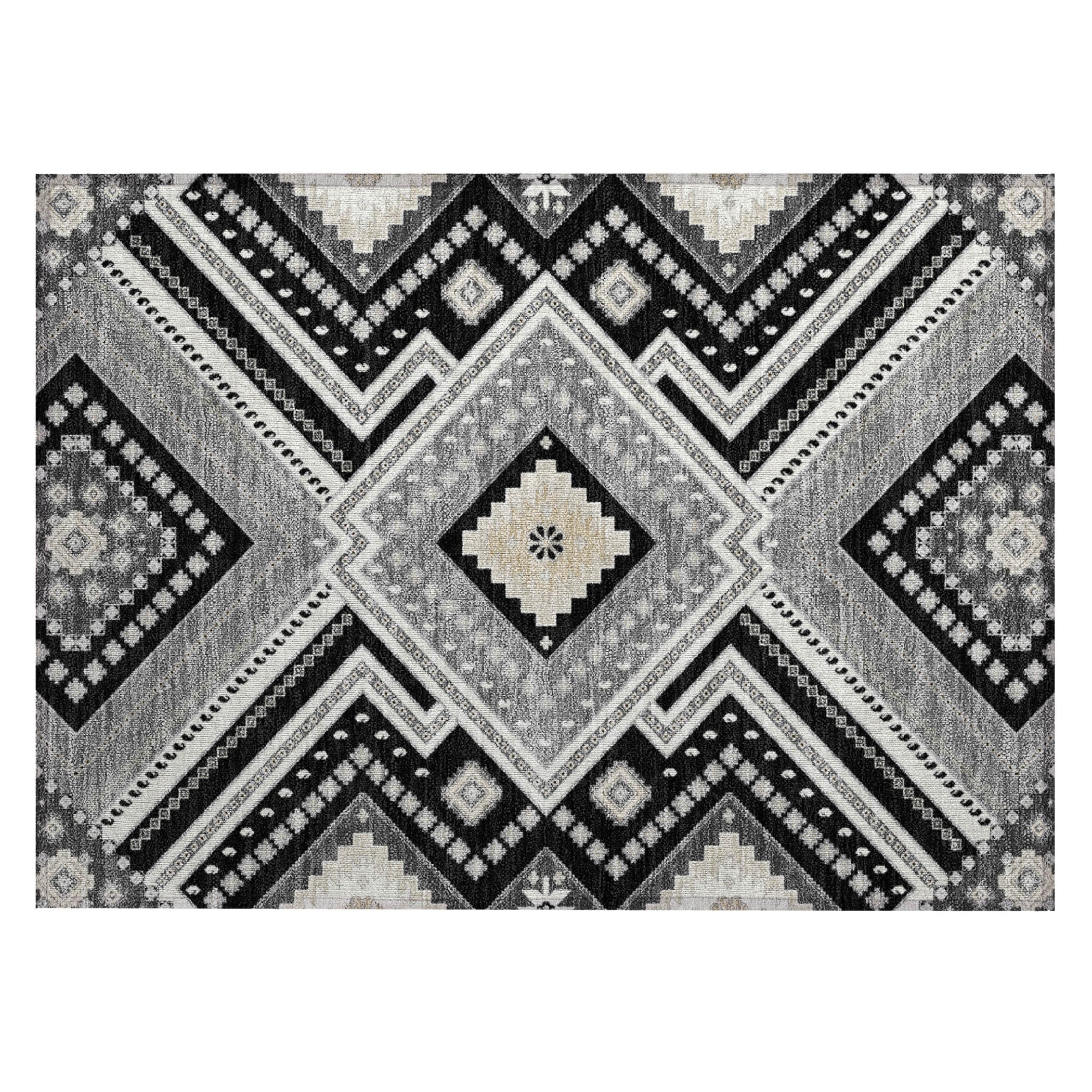 Black Synthetic Rectangular Washable Indoor/Outdoor Rug 30" x 20"