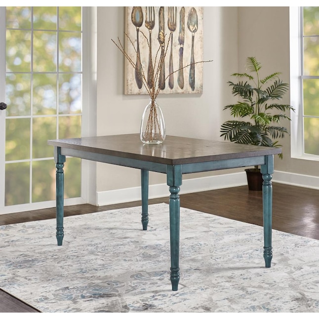 L Powell Company Willow Brushed Teal, Teal Dining Room Table
