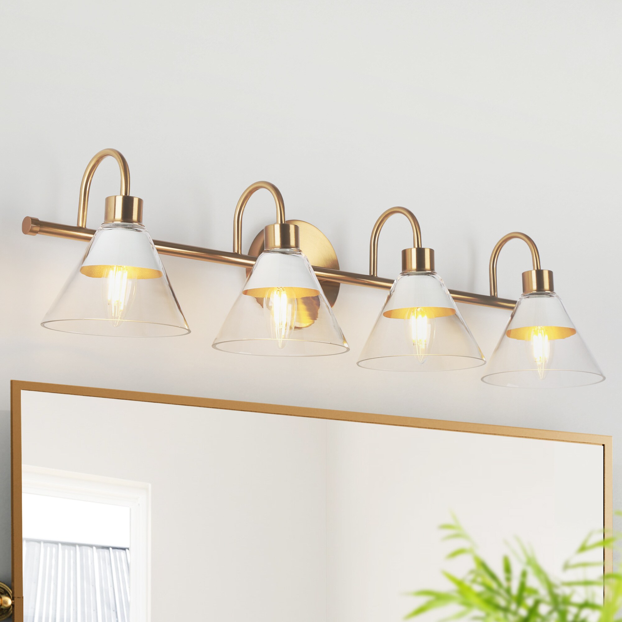 Uolfin - 29-in 4 Light Polished Gold Modern/contemporary Bathroom Vanity light