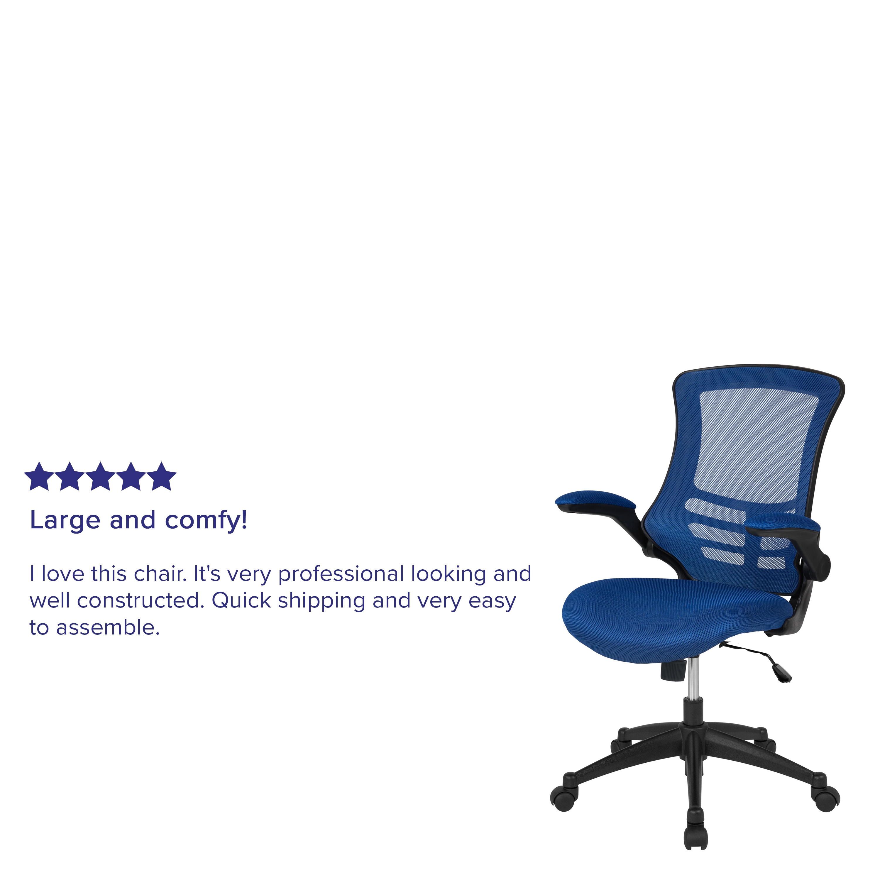 Blue Mesh Mid-Back Ergonomic Office Chair with Adjustable Arms