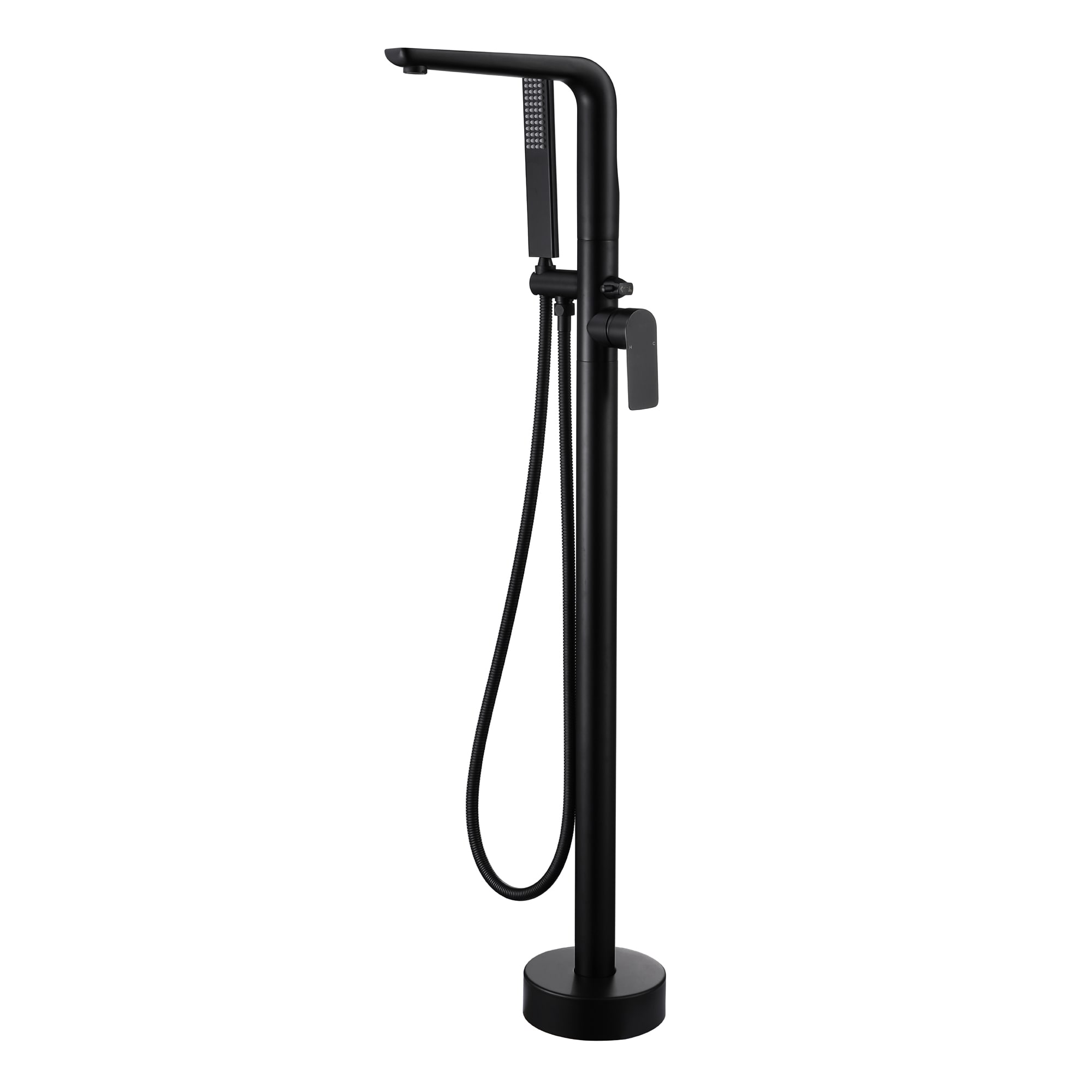 AAZJ NBC-CM64189CL Bathtub Faucets Matte Black 1-handle Freestanding High-arc Bathtub Faucet with Hand Shower ( Valve Included )