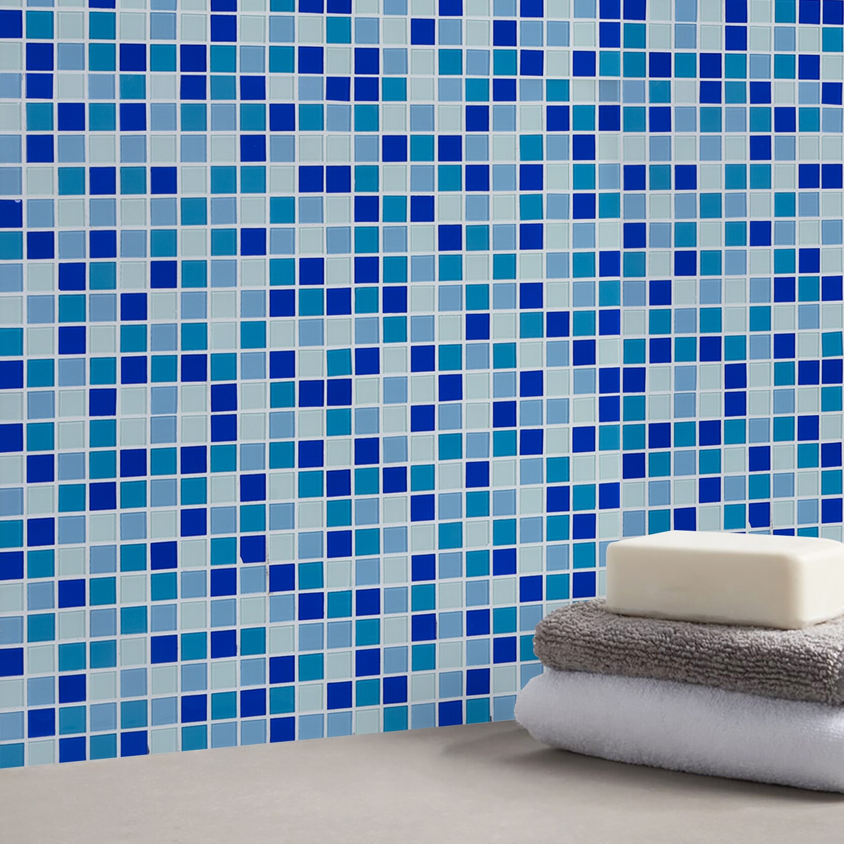 WS Tiles Swimming Pool Series Shades of Blue 12-in x 12-in Polished Glass Uniform Squares and Wall Tile (22-sq. ft/ Carton)