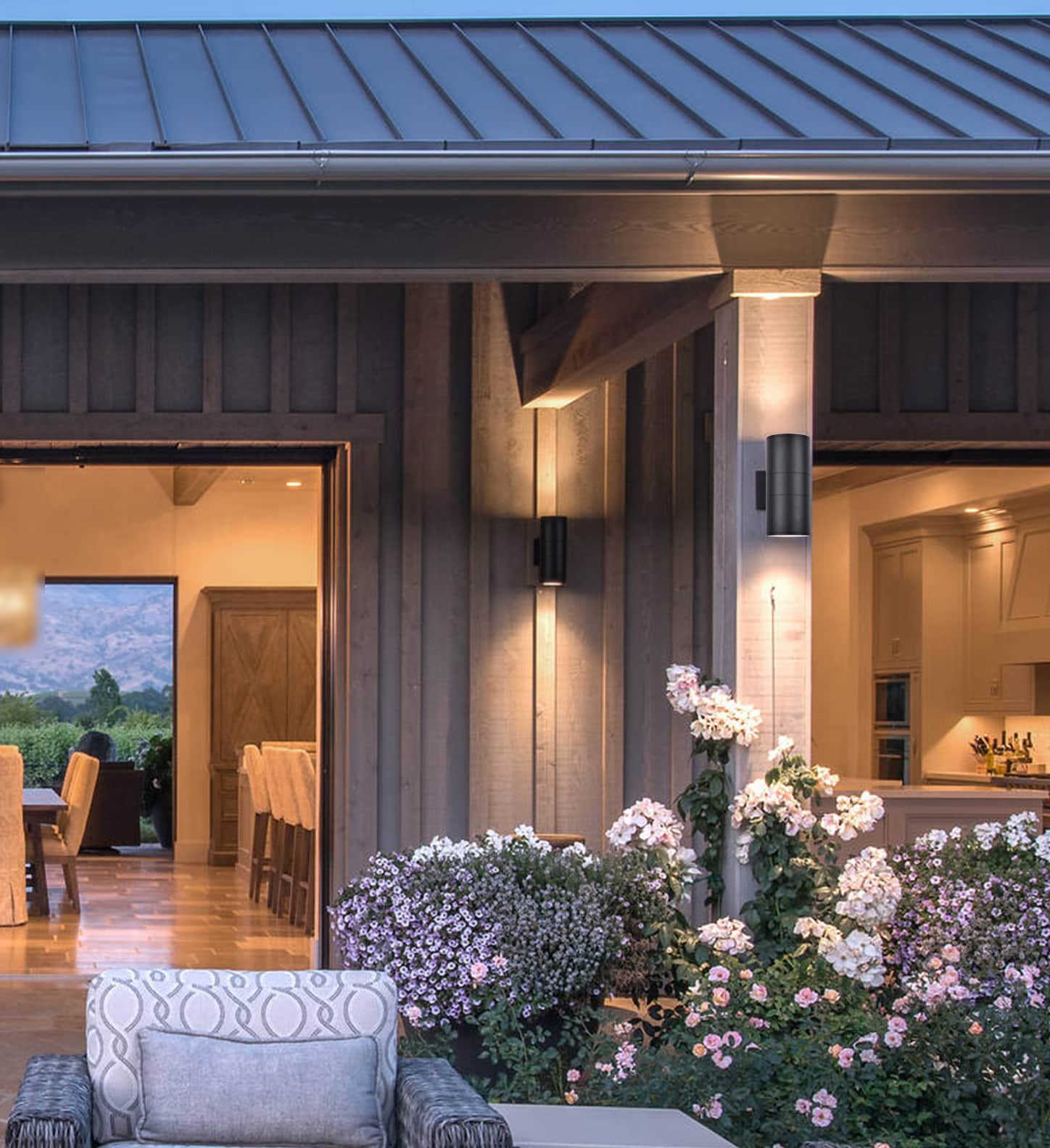 Matte Black Aluminum Cylinder Outdoor Wall Sconce