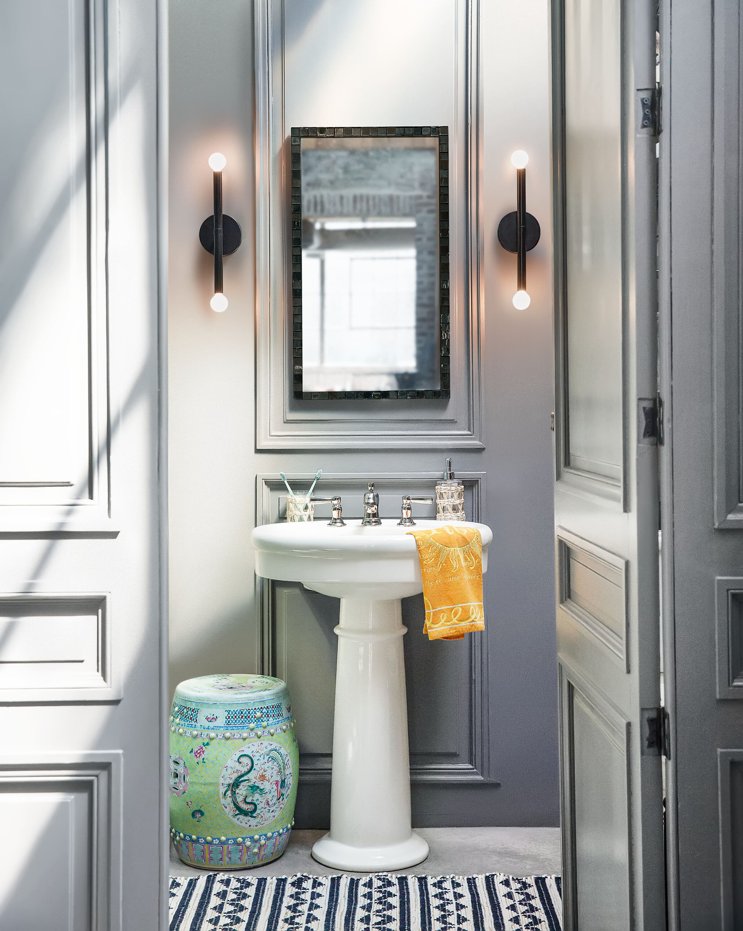 Millie 14" Black Steel Dimmable Cylinder Wall Sconce