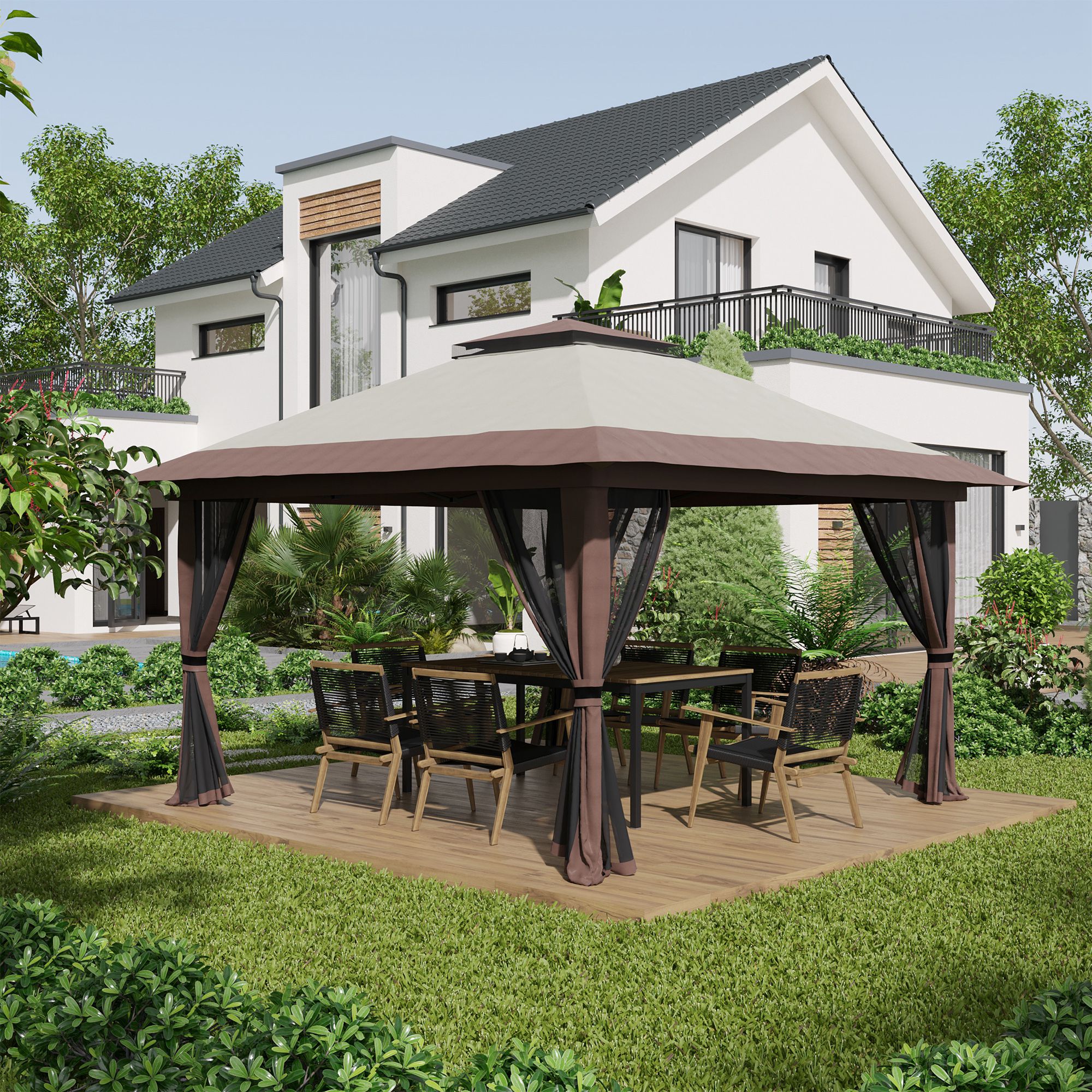 Kahomvis AOS-QP109-280 Wood-Resin-Gazebos - View #2