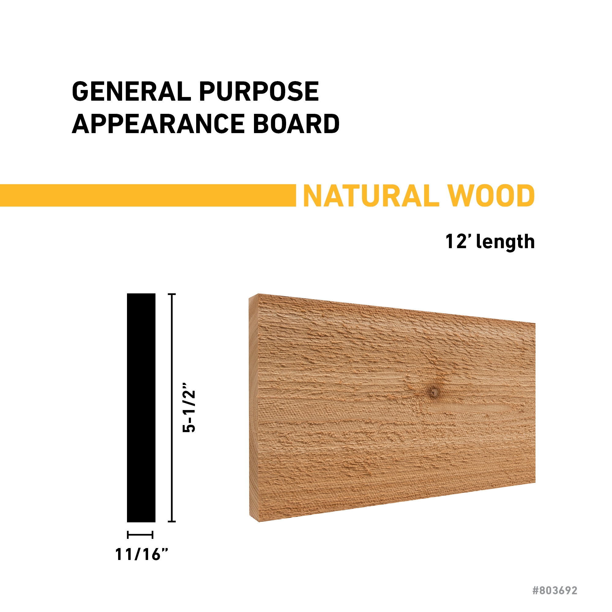RELIABILT 1-in x 6-in x 12-ft Unfinished #3 Better S1S2E Cedar Exterior trim Softwood Board