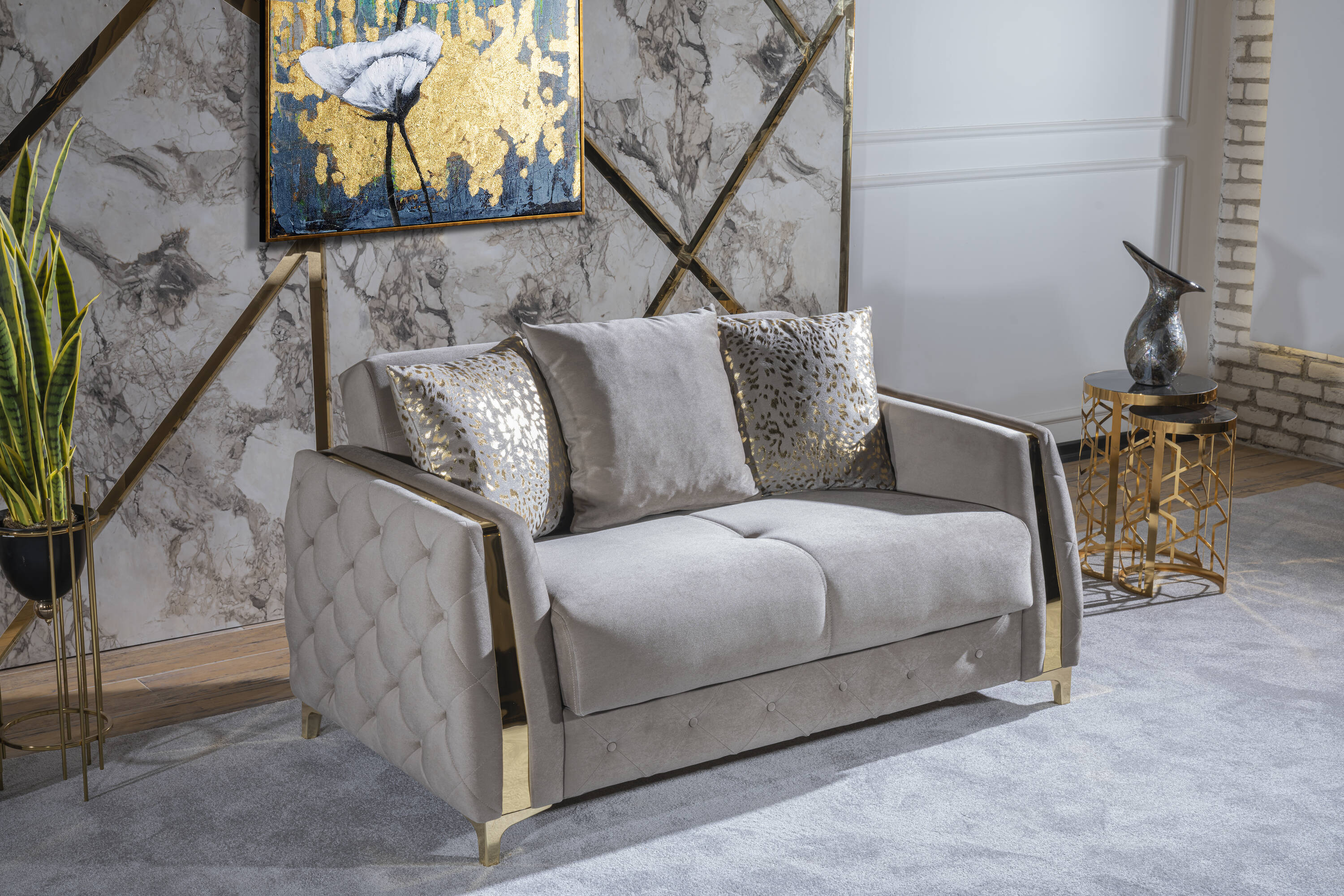 Galaxy 601955553438 Lust 72-in Modern Taupe 2 -seater Loveseat