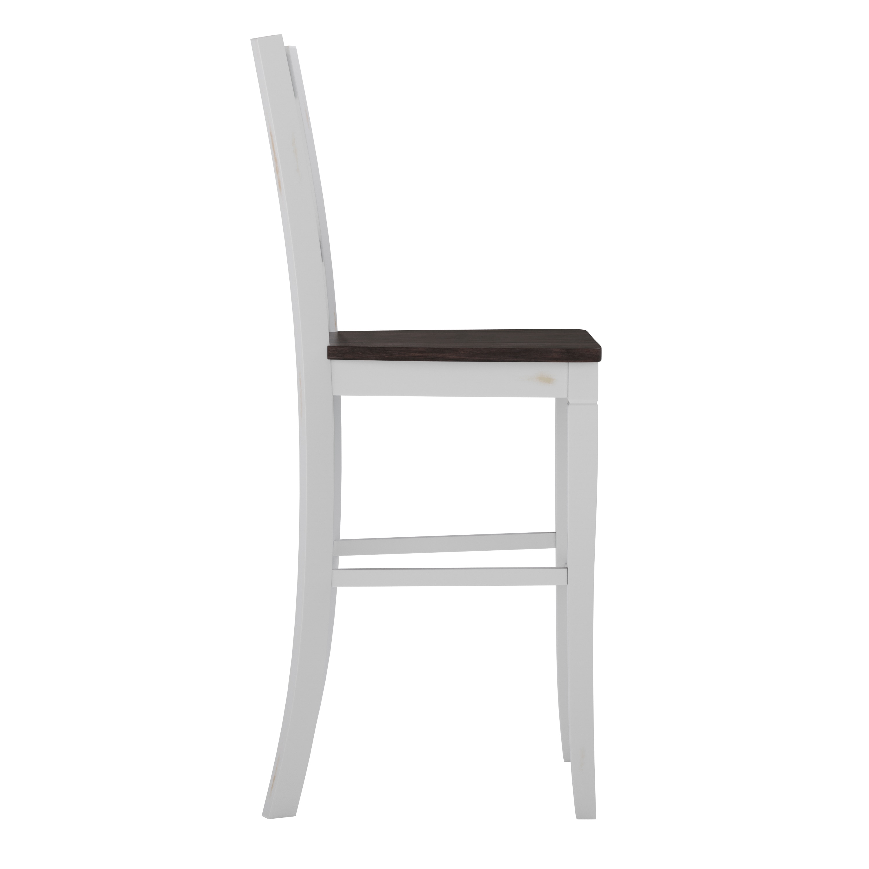 White Wash Solid Wood Cross Back Counter Stools, Set of 2