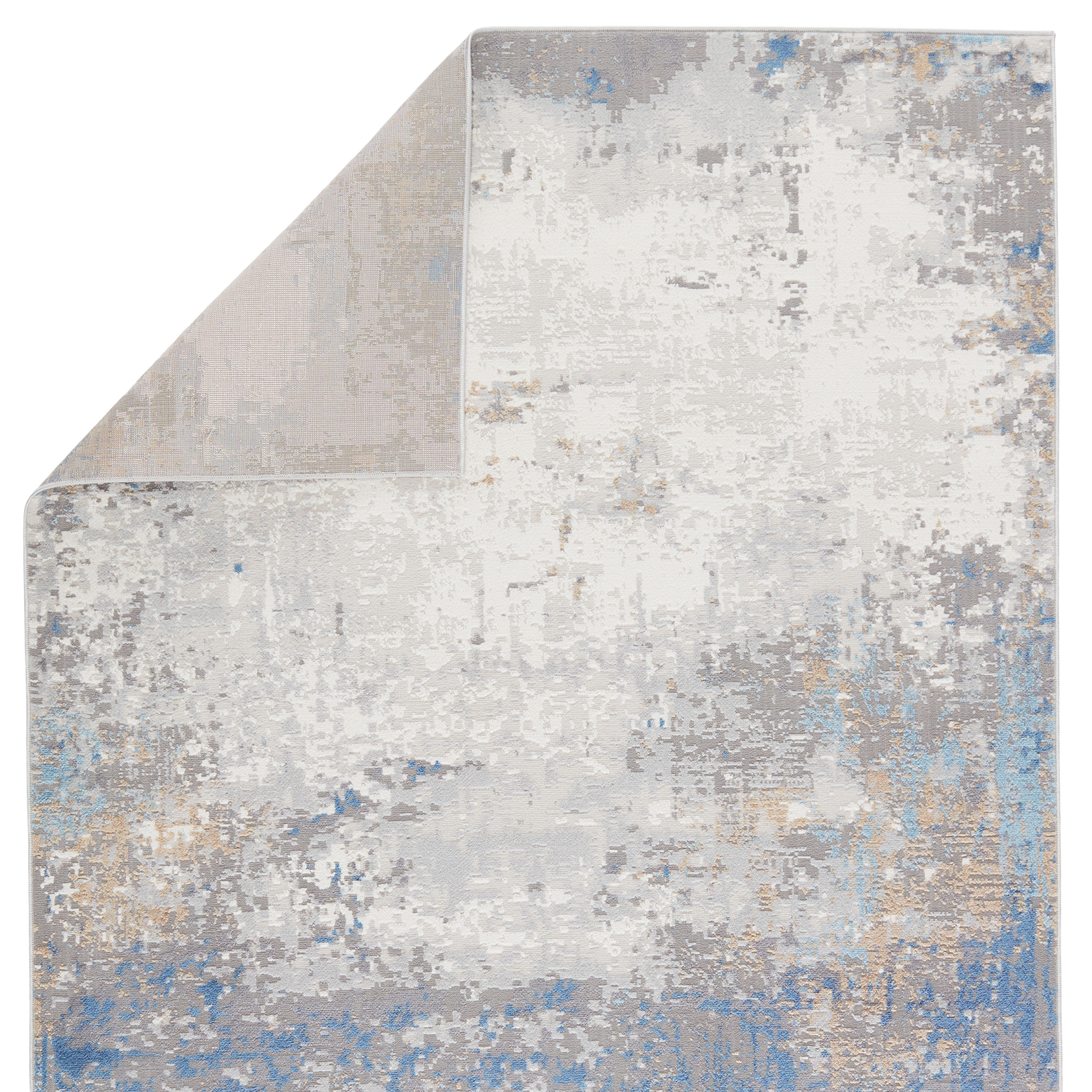 Grotto 3' x 12' Gray Blue Abstract Wool Runner Rug