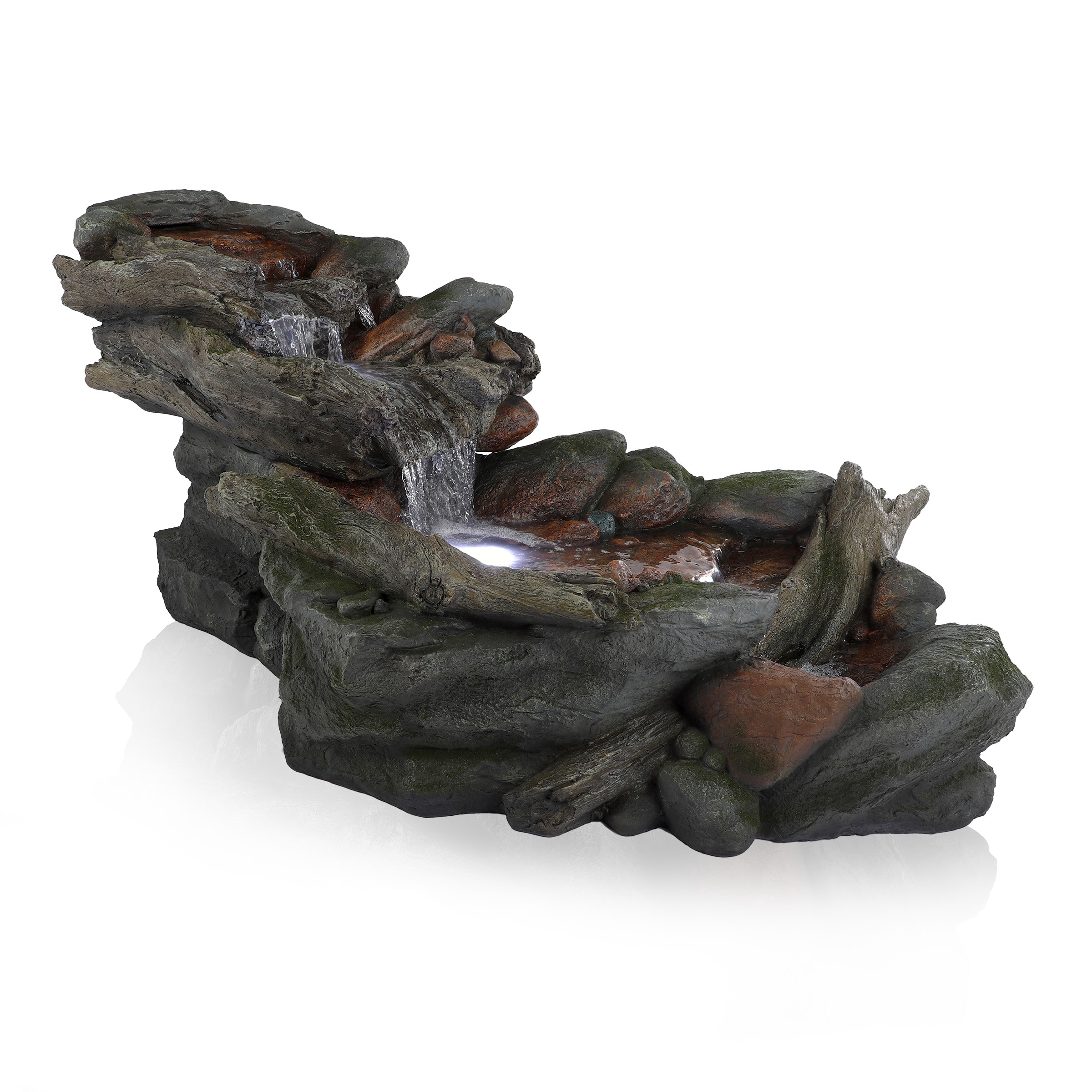 Alpine Corporation 28-in H Resin Rock Waterfall Outdoor Fountain 