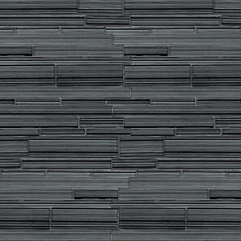 Elida Ceramica GT050BLCK1214 Glassy Terrain 12-in x 12-in Glossy Glass Linear Mosaic Wall Tile (0.99-sq. ft/ Piece)