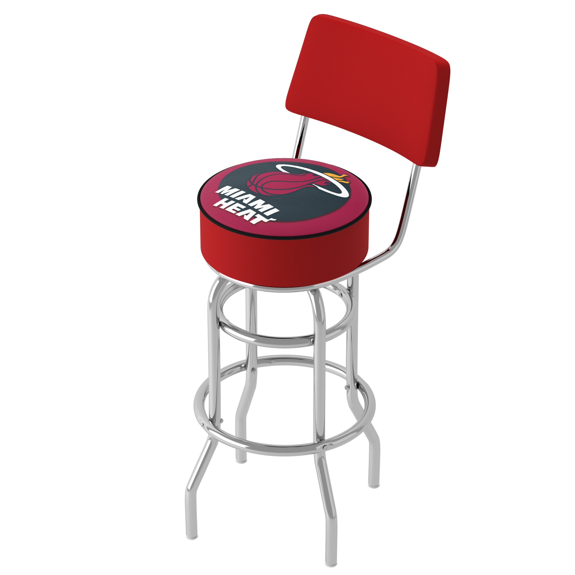 Trademark Gameroom NBA1100-MH-TWN Miami Heat 31.0-in H Bar height Upholstered Swivel Metal Bar Stool