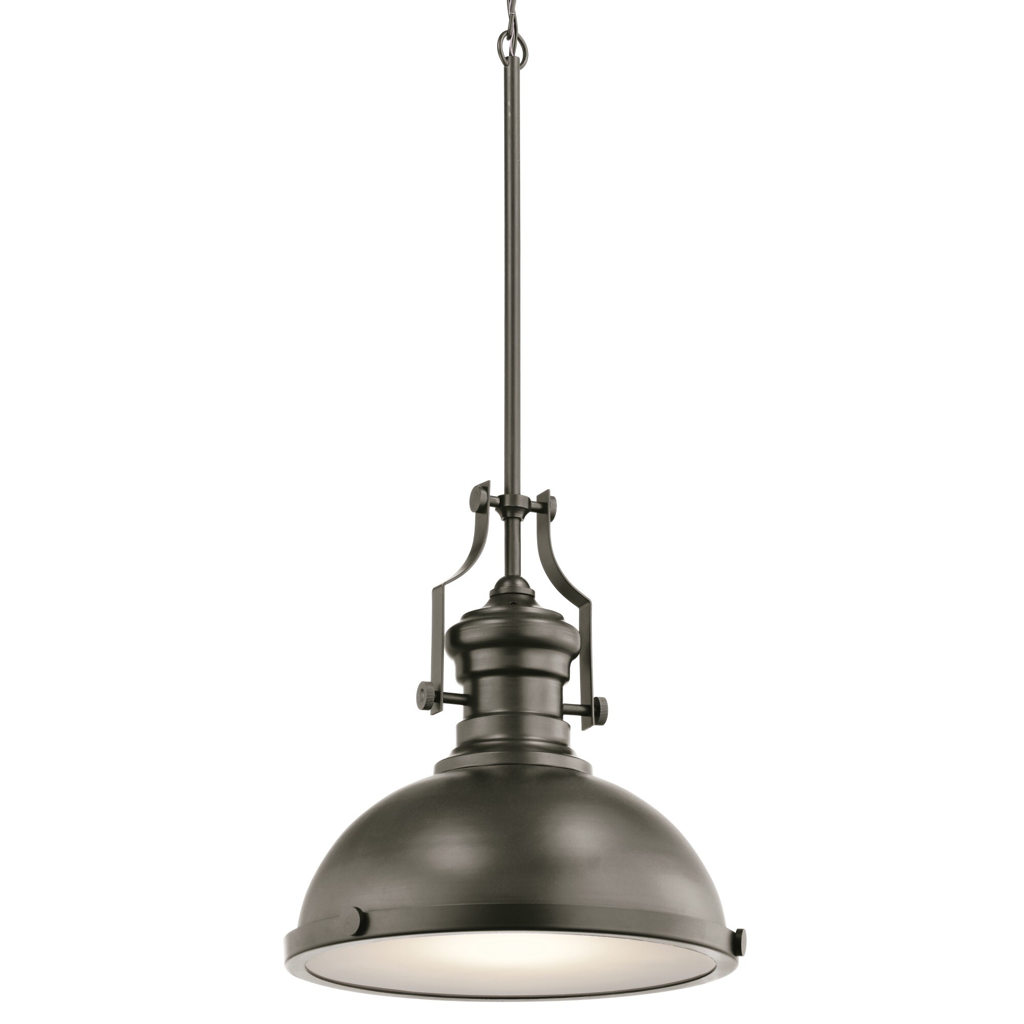 Kichler 34793 Bronze Transitional Frosted Glass Dome Hanging Pendant Light