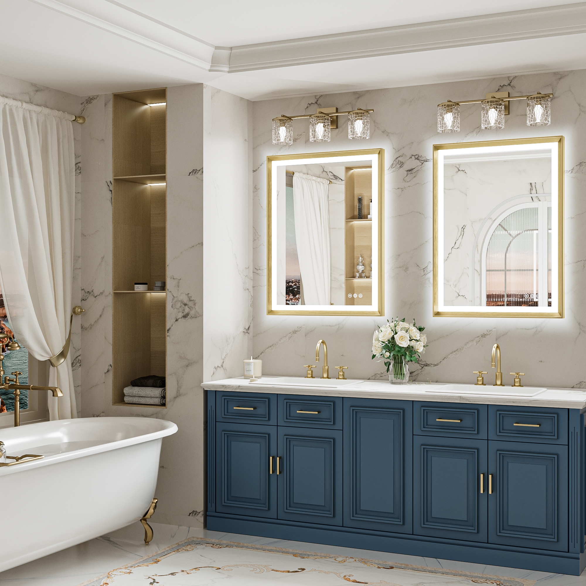 Keonjinn LW-ZBGSSW-7191GD Framed-Bath-Mirrors - View #2