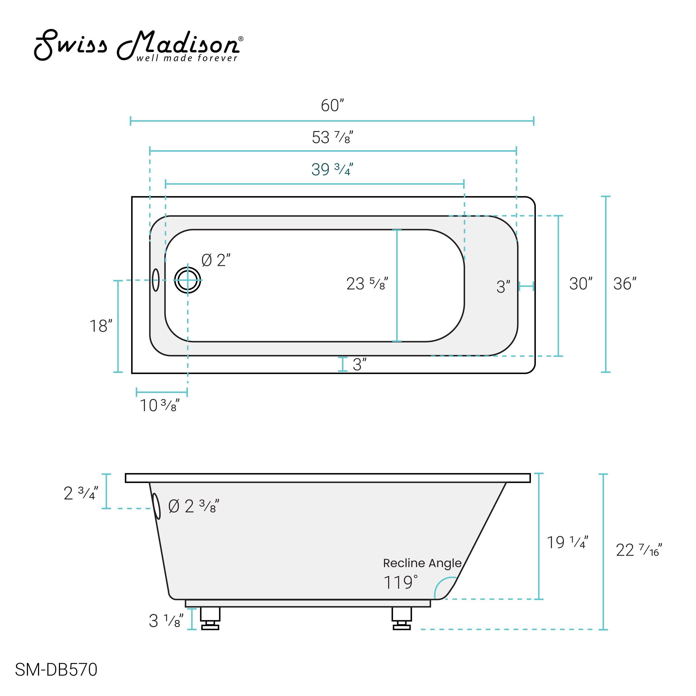 Swiss Madison Voltaire 30-in x 60-in White Acrylic Drop-In Soaking ...