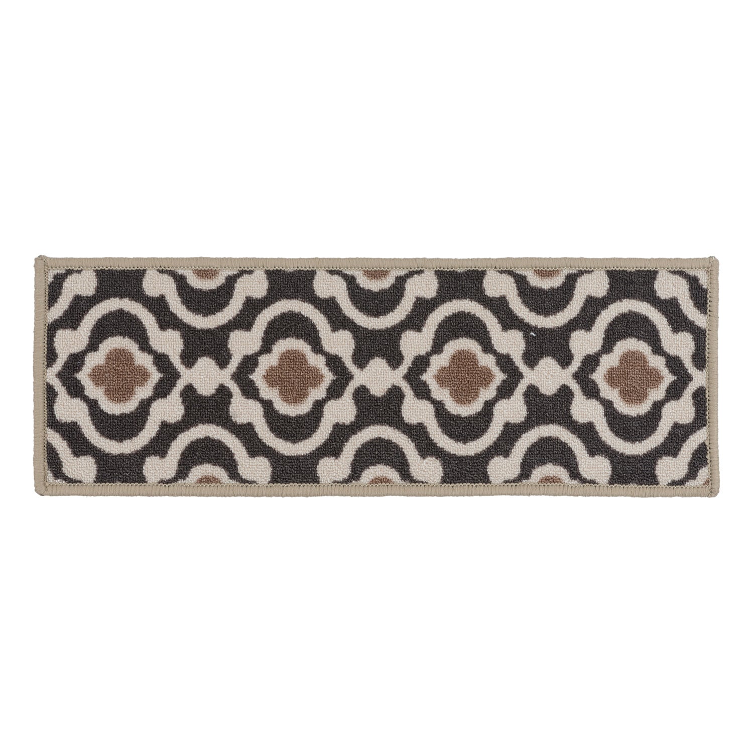 Gray and Beige Nylon Moroccan Trellis Non-Slip Stair Treads Set of 4
