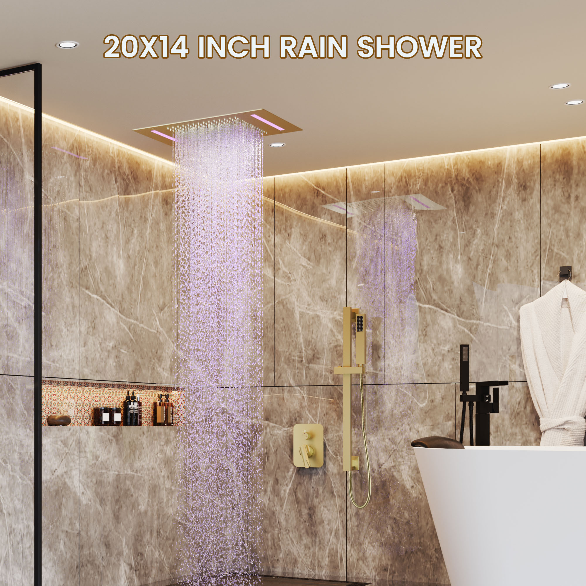 CASAINC CA-A4371-BG Showerhead-Bar-Panels - View #3