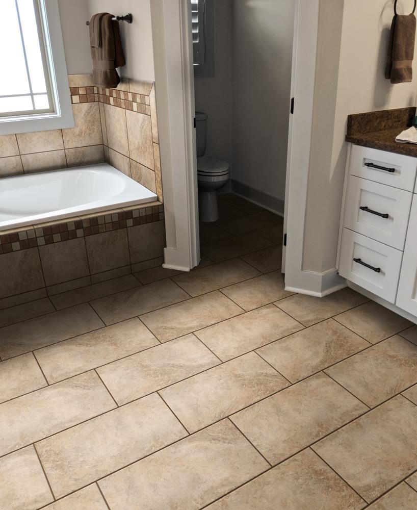 ft/ Tile the Piece) Glazed department 12-in in Porcelain Porcelain Beige- Rust 12-in Selections Stone Style and Matte Random Mixed at Tile (0.95-sq. Mesa Look x