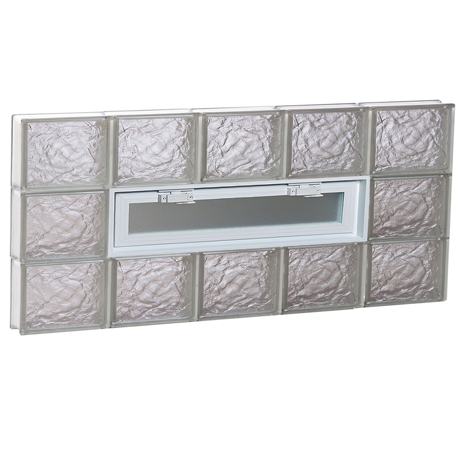 REDI2SET V4018IS Ice Glass 38-3/4-in x 17-1/4-in Frameless Replacement Vented Glass Block Window