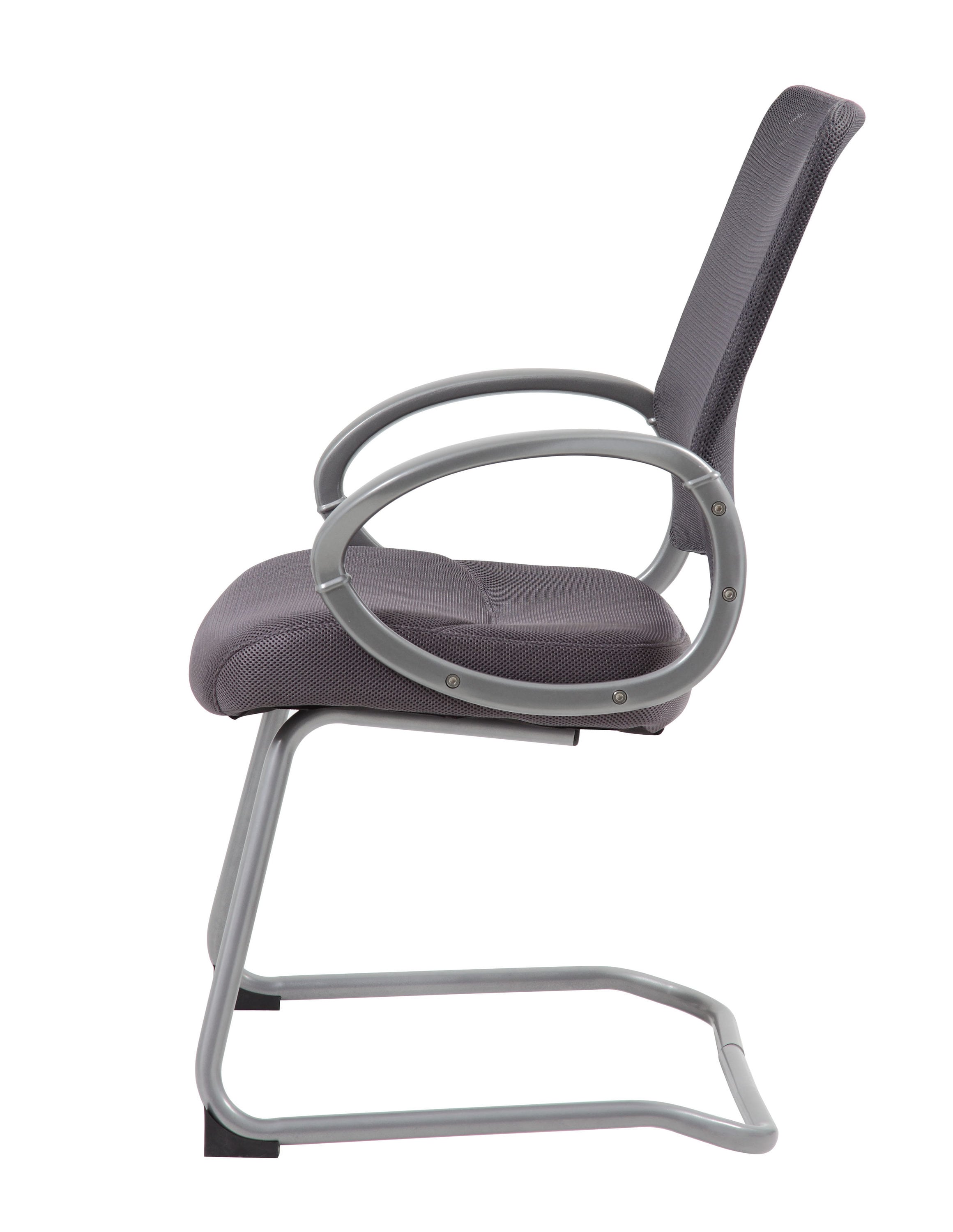 Charcoal Gray High Back Mesh Guest Chair with Pewter Metal Base