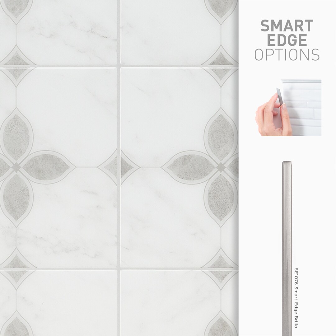 Smart Tiles Kit Kitchen Vittoria Gray And White Marble 8 In X 20 In