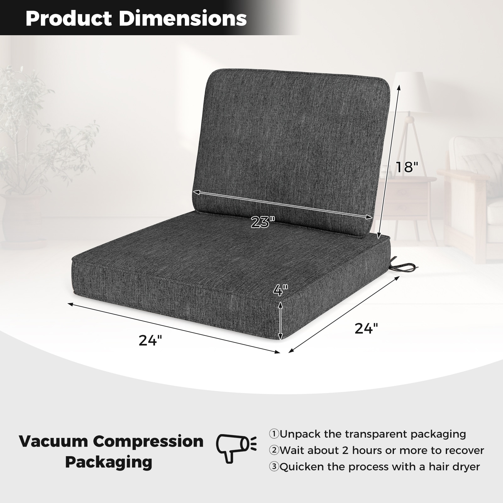 LIVIZA TDG12232GR Patio-Furniture-Cushions - View #8