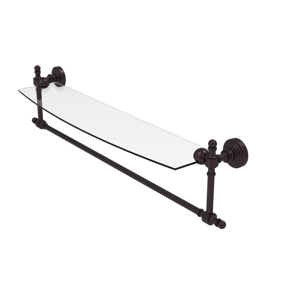 Antique Bronze 24" Tempered Glass Accent Shelf with Towel Bar
