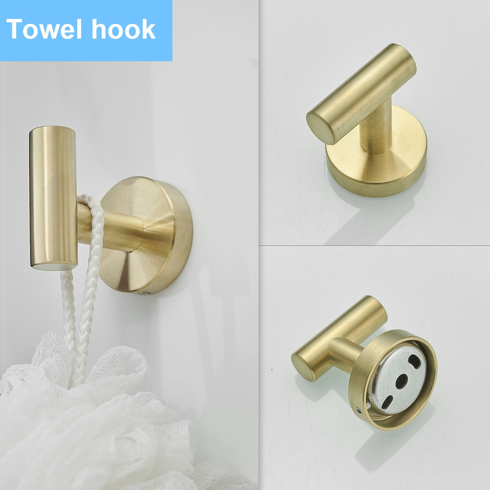 BWE 5-Piece Bath Hardware Set with Towel Bar Hook Toilet Paper Holder and Towel  Ring in Br
