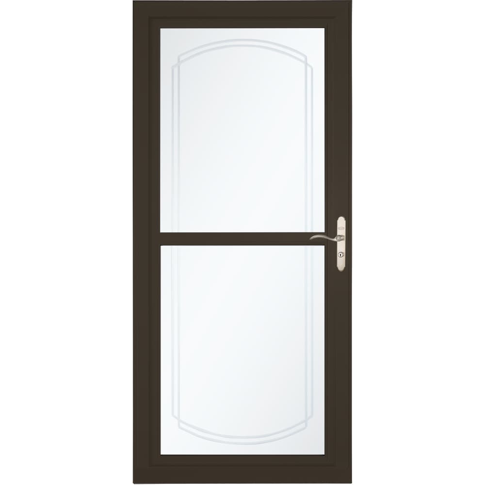 Tradewinds Selection 36-in x 81-in Elk Full-view Retractable Screen Aluminum Storm Door with Brushed Nickel Handle in Brown | - LARSON 1461404217