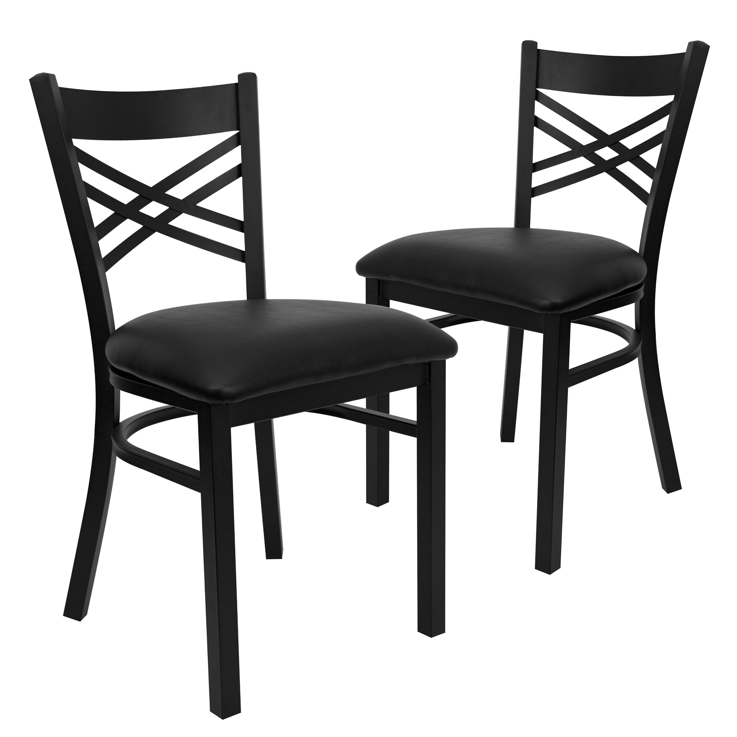 Flash Furniture - 2 Pack HERCULES Series Black X Back Metal Restaurant Chair - Black Vinyl Seat