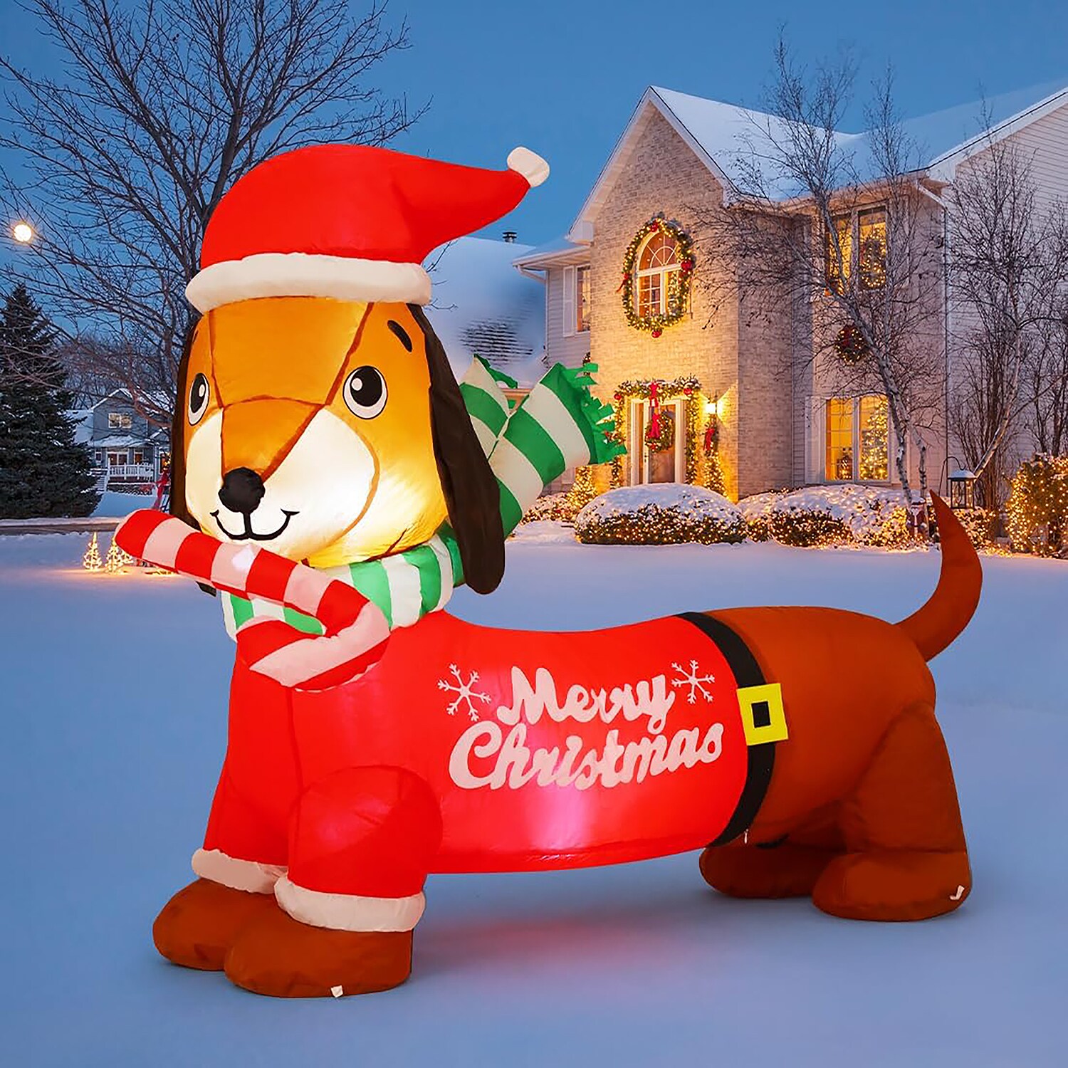 GOOSH 3.6-ft Lighted Dog Christmas Inflatable In The Christmas ...