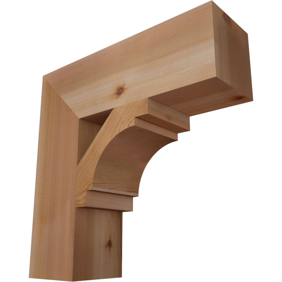 Ekena Millwork BKT06X20X20MRC05SWR Merced block smooth 5-1/2-in x 20-in x 20-in Western red cedar Brown Wood Standard bracket