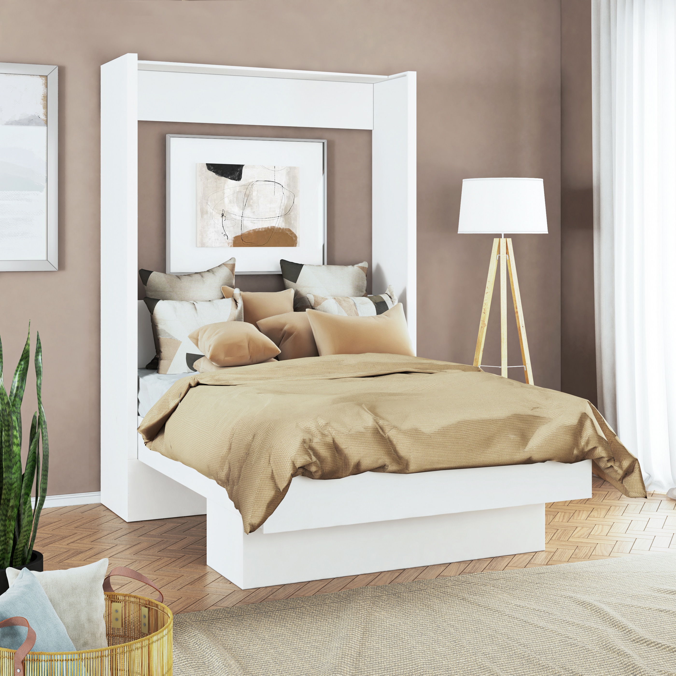 Oakland Living LWLILA-BED-FL-WT White Full Wood Murphy Bed