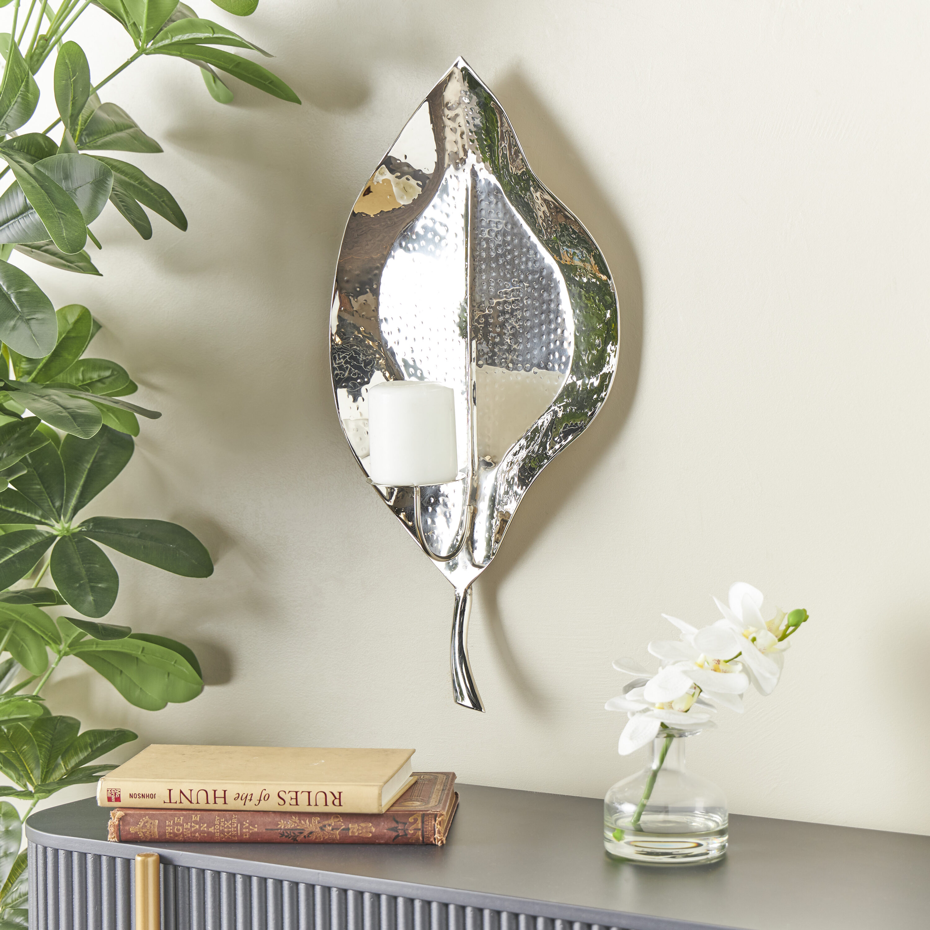 1 Candle Stainless Steel Sconce Candle Holder | - Grayson Lane 821400